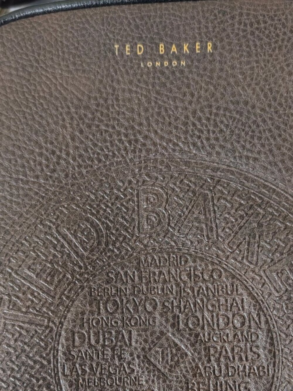 Ted Baker London Embossed Leather Crossbody Bag Brown | Adjustable Strap - Picture 3 of 5
